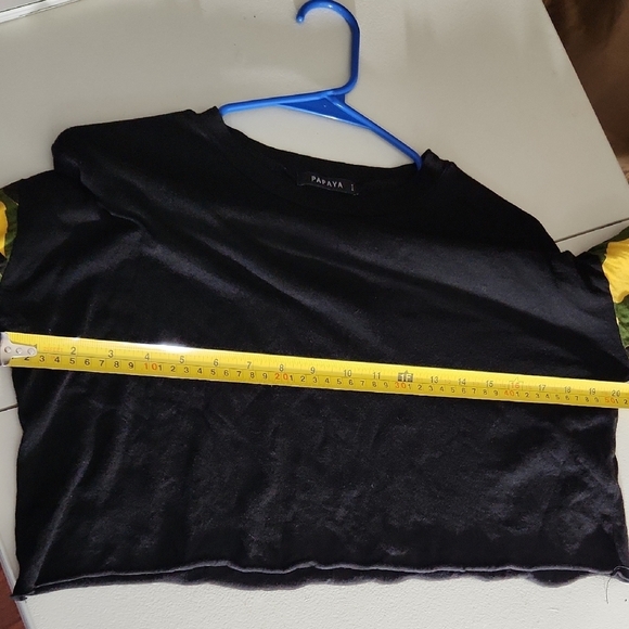 Papaya Top Black Yellow Long Sleeve Crop Top Small Y2K - Picture 6 of 8